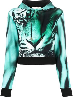 Roberto Cavalli tiger-print hoodie - Blue