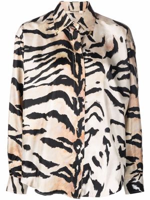 Roberto Cavalli tiger print silk shirt - Black