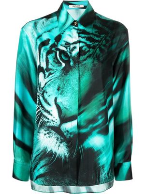 Roberto Cavalli tiger-print silk shirt - Green