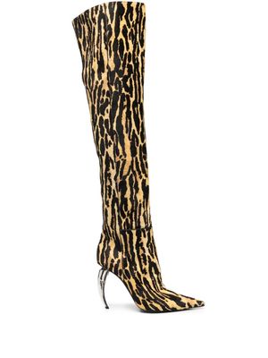 Roberto Cavalli tiger-print thigh-high boots - Brown
