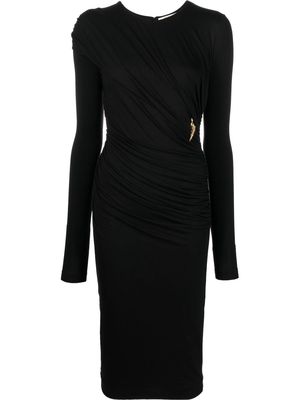 Roberto Cavalli Tiger Tooth-detail ruched dress - Black