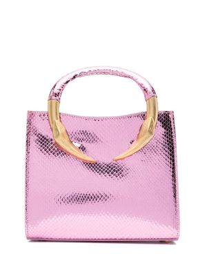 Roberto Cavalli Tiger Tooth metallic tote bag - Pink