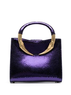 Roberto Cavalli Tiger Tooth metallic tote bag - Purple