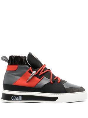 Roberto Cavalli Tiger Tooth panelled high-top sneakers - Grey