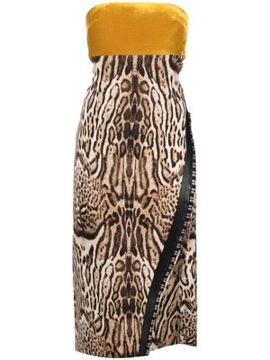 Roberto Cavalli two-tone midi dress - Neutrals