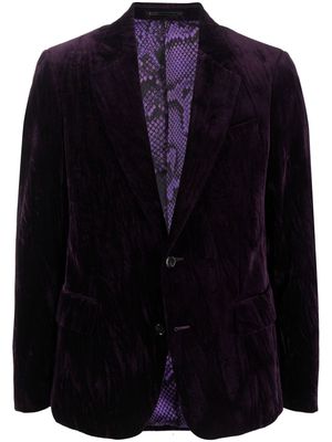 Roberto Cavalli velvet-effect single-breasted blazer - Purple