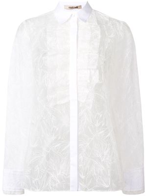 Roberto Cavalli White Iris embroidery shirt