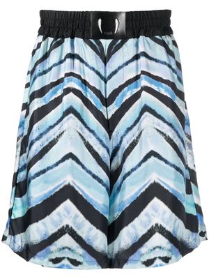 Roberto Cavalli zebra print elasticated waistband shorts - Blue