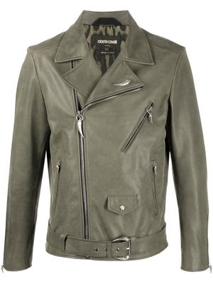 Roberto Cavalli zip-front leather jacket - Green