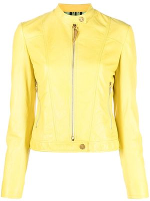 Roberto Cavalli zipped leather biker jacket - Yellow