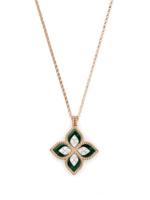 Roberto Coin 18kt rose gold Princess Flower malachite and diamond necklace - Pink