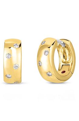 Roberto Coin Diamond Hoop Earrings in Yellow Gold/diamond