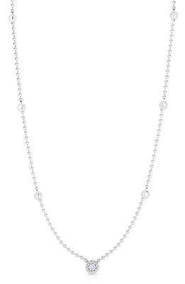 Roberto Coin Diamond Pendant Beaded Necklace in White Gold