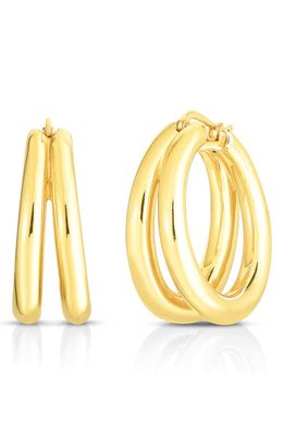 Roberto Coin Double Huggie Hoop Earrings in Yellow Gold