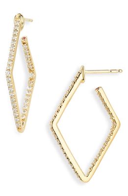 Roberto Coin Inside Out Diamond Square Hoop Earrings in Yellow Gold