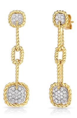 Roberto Coin New Barocco Diamond Drop Earrings in Yellow Gold