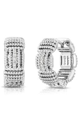 Roberto Coin Opera Diamond Hoop Earrings in White Gold/Diamond