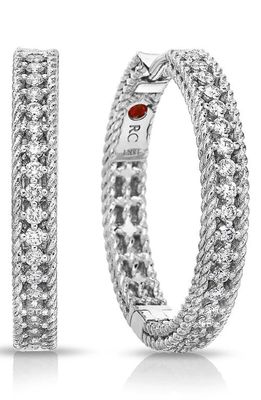 Roberto Coin Symphony Princess Diamond Hoop Earrings in White Gold