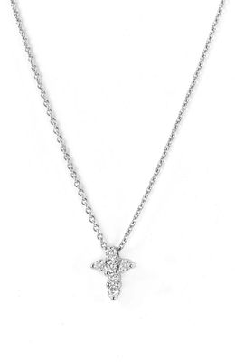 Roberto Coin 'Tiny Treasures' Diamond Cross Pendant Necklace in White Gold