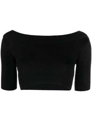 Roberto Collina boat-neck cropped top - Black