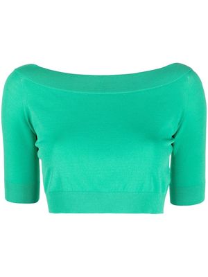 Roberto Collina boat-neck cropped top - Green