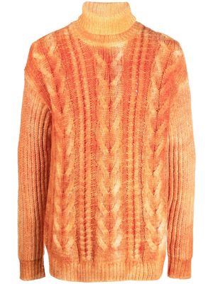 Roberto Collina cable-knit roll-neck jumper - Orange
