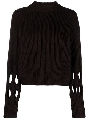 Roberto Collina cut-out detail ribbed-knit jumper - Brown