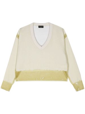 Roberto Collina devoré V-neck jumper - Yellow