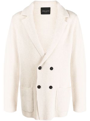 Roberto Collina double-breasted ribbed-knit blazer - Neutrals