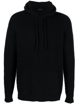 Roberto Collina drawstring knitted hoodie - Black