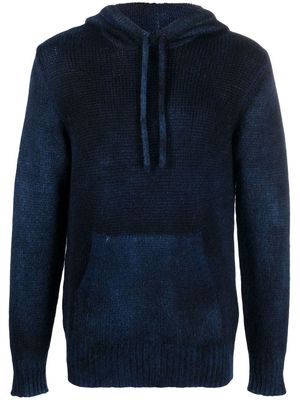 Roberto Collina drawstring knitted hoodie - Blue