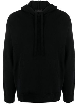 Roberto Collina fine-knit drawstring hoodie - Black