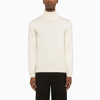 Roberto Collina Ivory Turtleneck In Merino Wool