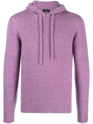 Roberto Collina knitted drawstring hoodie - Purple
