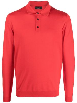 Roberto Collina long-sleeve merino polo shirt - Red