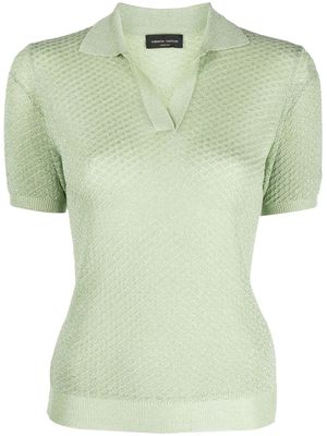 Roberto Collina metallic knitted polo shirt - Green
