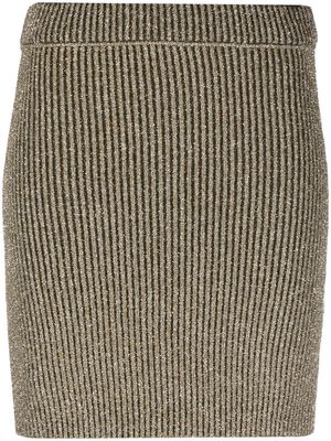 Roberto Collina metallic ribbed-knit skirt - Green