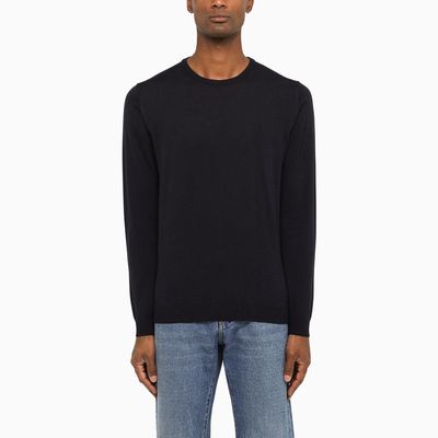 Roberto Collina Navy Merino Wool Crew-neck Sweater