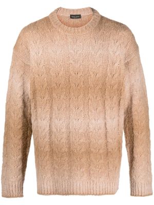 Roberto Collina ombré-print cable-knit jumper - Brown