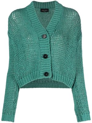 Roberto Collina open-knit button-fastening cardigan - Green