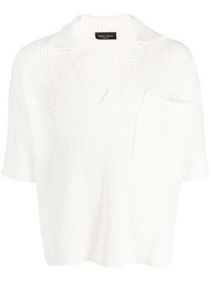 Roberto Collina open-knit cotton polo shirt - White