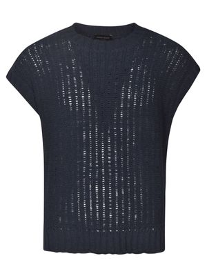 Roberto Collina Rib Trim Perforated Knitted Sleeveless Sweatshirt