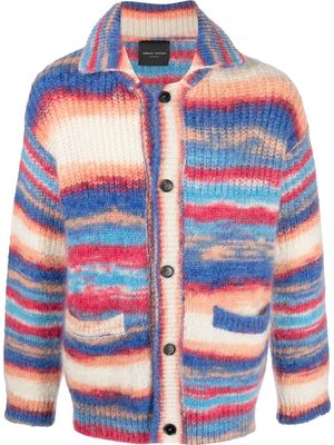 Roberto Collina ribbed-knit stripe-patterned cardigan - Blue