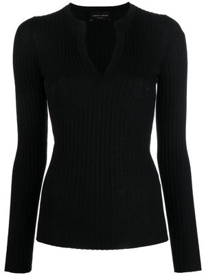 Roberto Collina ribbed-knit V-neck top - Black
