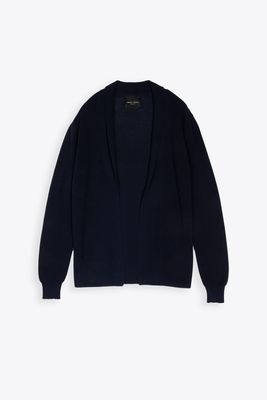 Roberto Collina Sciallato Ml Costa Pannocchia Navy blue open cardigan with shawl collar