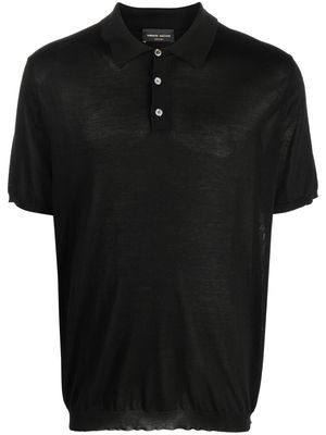 Roberto Collina short-sleeve silk polo shirt - Black