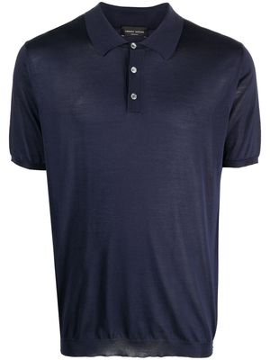 Roberto Collina short-sleeve silk polo shirt - Blue