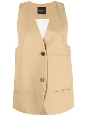 Roberto Collina sleveless buttoned cotton blazer - Neutrals
