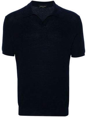 Roberto Collina split-neck cotton polo shirt - Blue