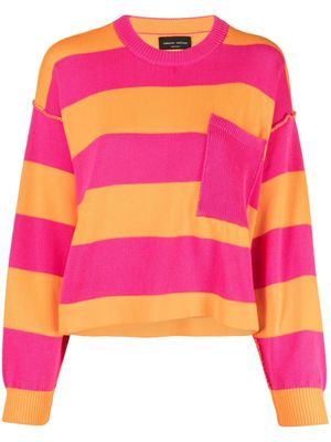 Roberto Collina striped drop-shoulder cotton jumper - Pink